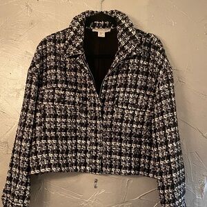 Rachel Zoe Cropped Black and White Women's Woven Jacket